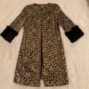 Tory Burch 💥 Long Cheetah Jacket Fur Collar Sz 10